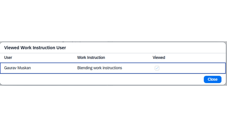 Operator Work Instruction Audit Trail